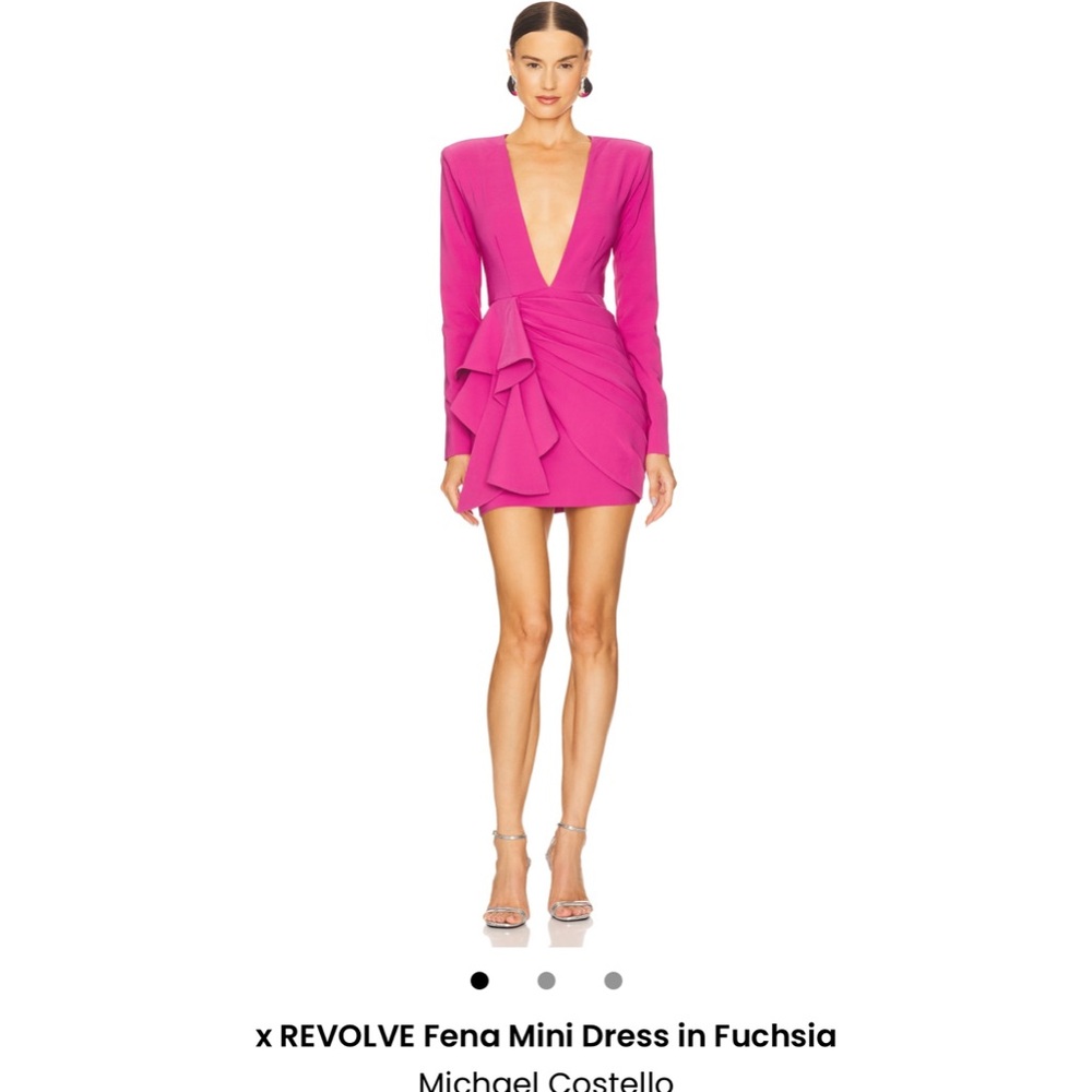 Michael Costello Fuchsia Long Sleeve Dress
